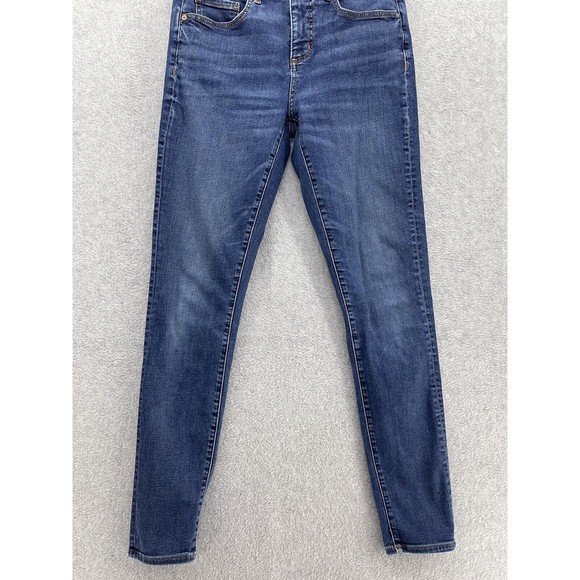 LOFT Ann Taylor Women's Blue Denim Jeans Size 4 Medium Wash Blend Skinny Crop - Picture 13 of 13